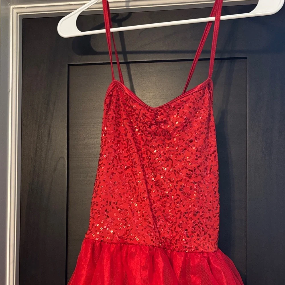 Sparkling Red Kids Dance Costume Dress